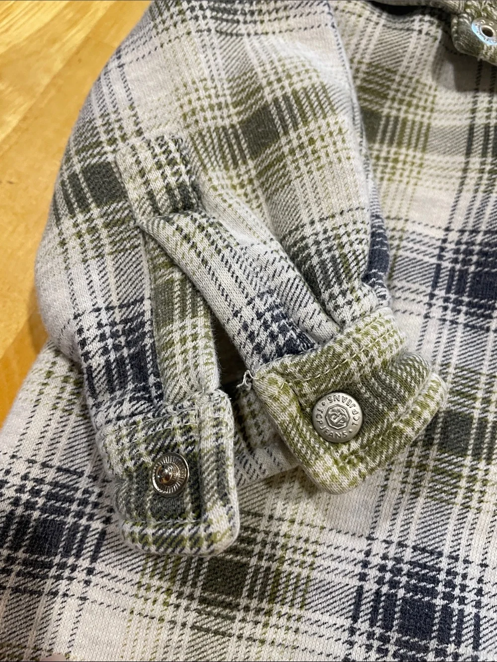The Children's Place Olive Green & Navy Casual Outfit with Plaid Shirt